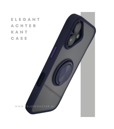 iPhone 16 hoesje blauw transparant met MagSafe ring en schokbestendige bescherming