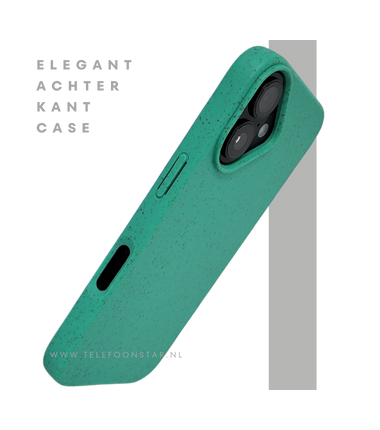 iPhone 16 Plus hoesje groen eco-vriendelijk bioplastic met zachte textuur