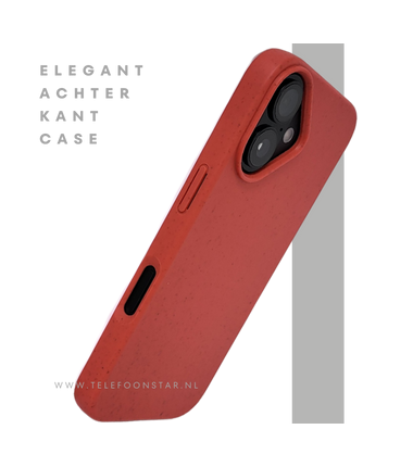 iPhone 16 hoesje rood eco-vriendelijk bioplastic schokbestendige cover