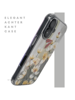 iPhone 16 hoesje transparant met bloemen en vlinder design schokbestendig