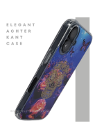 iPhone 16 hoesje transparant met neon skull en vlinder design schokbestendig