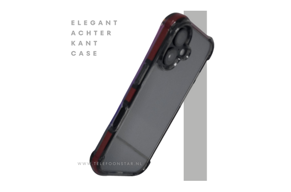 iPhone 16 hoesje transparant met rode accenten en schokabsorberende randen