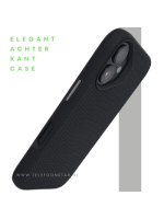 iPhone 16 hoesje zwart met textuur grip en schokabsorberende bescherming