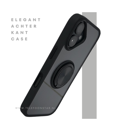 iPhone 16 hoesje zwart transparant met MagSafe ring en stevige bescherming