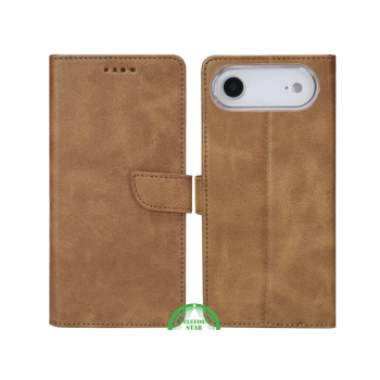 iPhone 17 Air Bookcase Hoesje Bruin – Wallet Case met Pasjeshouder & Standfunctie