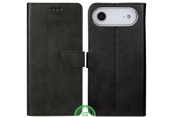 Bookcase iPhone 17 Air Zwart – Klassieke Leren Look & Volledige Bescherming