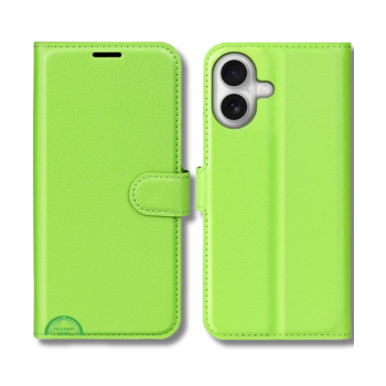 Hoesje voor iPhone 17  lichtgroen Bookcase Slim Leren met Pasjeshouder