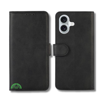 Hoesje voor iPhone 17 Zwart Bookcase Slim Leren met Pasjeshouder