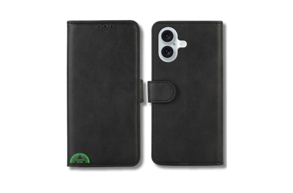 Hoesje voor iPhone 17 Zwart Bookcase Slim Leren met Pasjeshouder