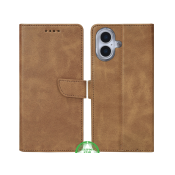 iPhone 17 Bookcase Hoesje Bruin – Standfunctie & Kaartvakjes