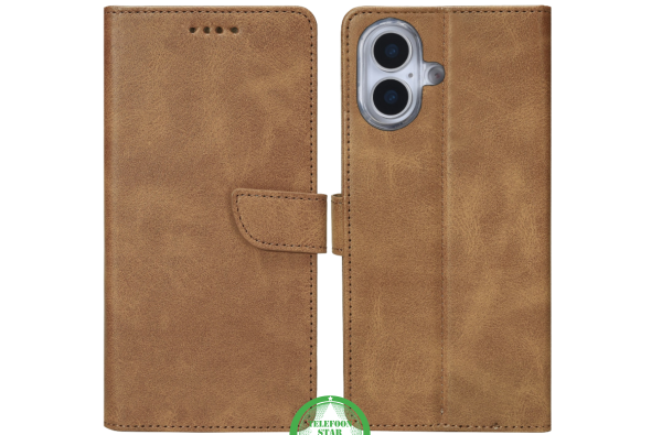iPhone 17 Bookcase Hoesje Bruin – Standfunctie & Kaartvakjes