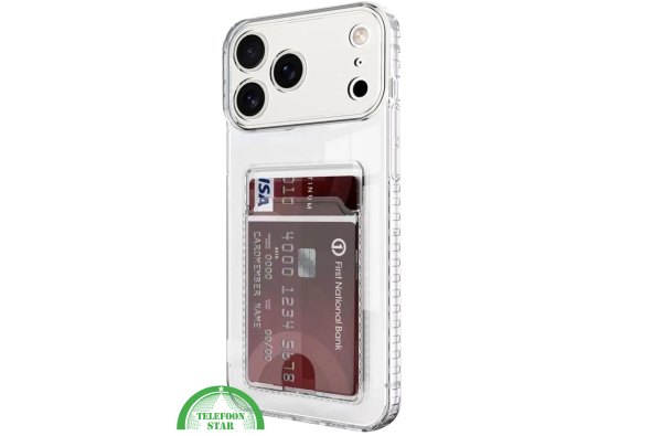 Transparant iPhone 17 Pro / Pro Max Hoesje met Kaarthouder – Handig Opbergvak