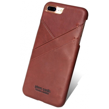 iPhone 8 Plus Origineel Luxe Back Cover 100% Leer Licht Bruin