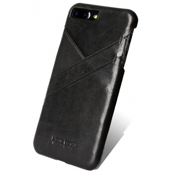 iPhone 7 Plus Origineel Luxe Back Cover 100% Leer Zwart