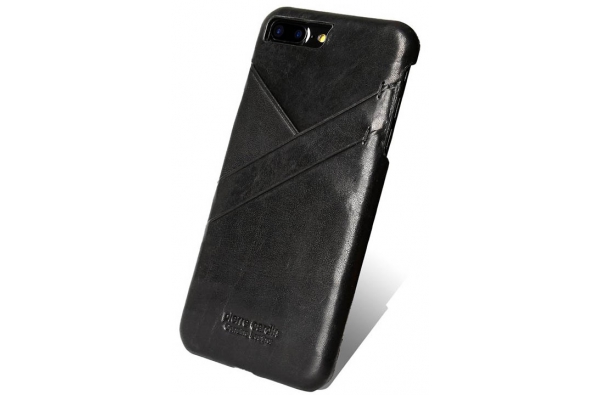 iPhone 7 Plus Origineel Luxe Back Cover 100% Leer Zwart