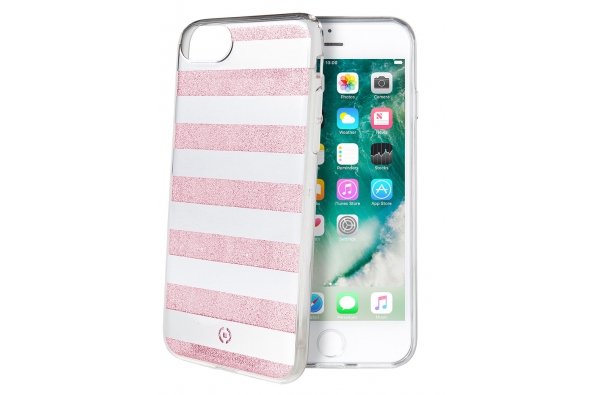 iPhone 7 Gestreepte achterkant roze