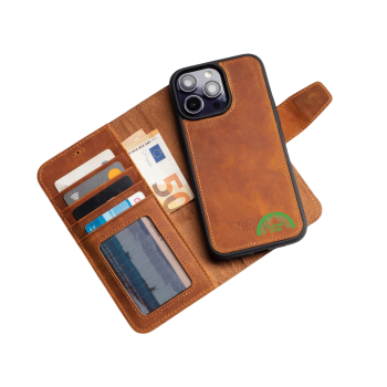 2-in-1 Luxe Bookcase Hoesje Bruin – Magnetisch iPhone Hoesje