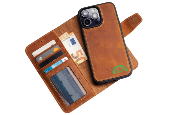 2-in-1 Luxe Bookcase Hoesje Bruin – Magnetisch iPhone Hoesje
