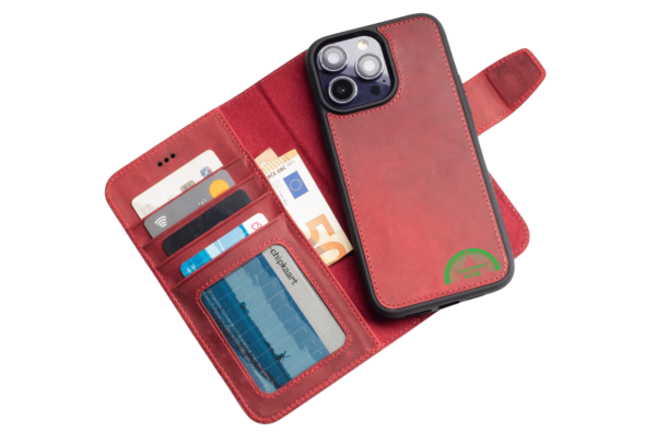 Bookcase Hoesje iPhone Rood – Lederen Look met Kaartvak
