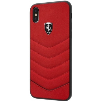 iPhone X hoesje Echt leer Ferrari Logo in Rood
