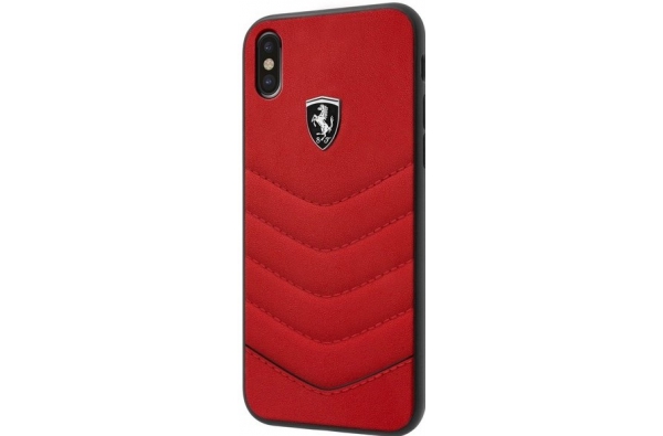 iPhone X hoesje Echt leer Ferrari Logo in Rood