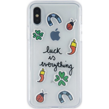 iPhone X hoesje Transparant 3D stickers 'Luck is Everything'