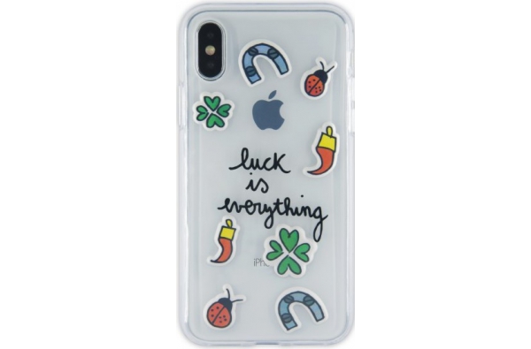 iPhone X hoesje Transparant 3D stickers 'Luck is Everything'