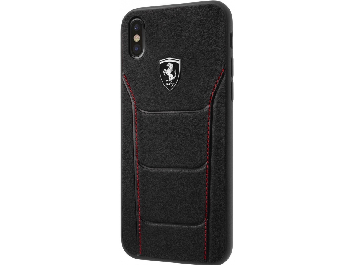 Een centrale tool die een belangrijke rol speelt Interpunctie Weigeren iPhone X hoesje Echt leer Ferrari Logo in Zwart - Telefoonstar