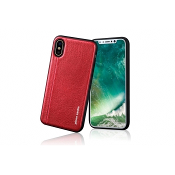 iPhone X Back cover Pierre Cardin Echt leer Rood