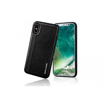 iPhone X Back cover Pierre Cardin Echt leer Zwart