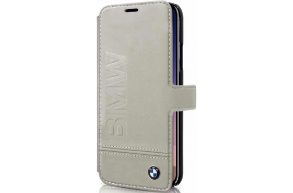 iPhone X BMW book case Echt Leer in Beige