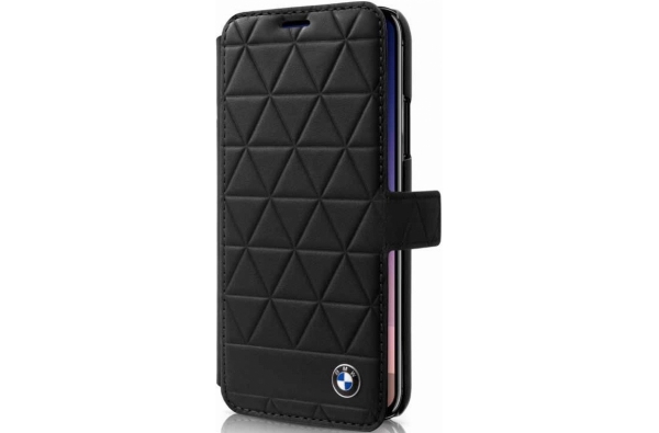 iPhone X BMW book case Echt leer hexagon