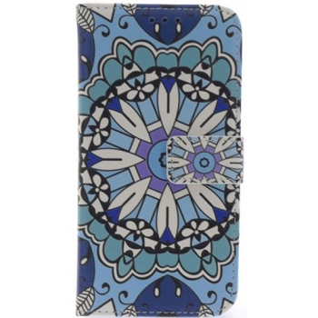 iPhone X Blauwe Bloem Print booktype hoesje