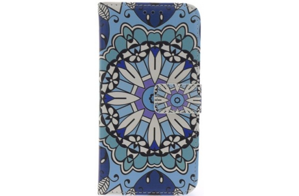 iPhone X Blauwe Bloem Print booktype hoesje