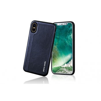 iPhone X Backcover Pierre Cardin Echt leer Blauw