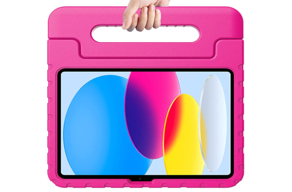Stevige iPad Kids Hoes Roze – met handvat en kickstand