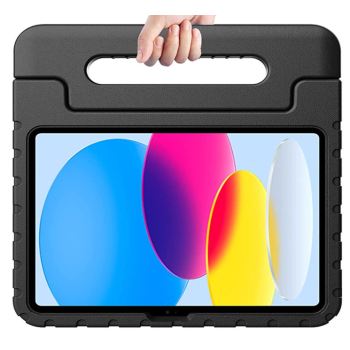Stevige iPad Kids Hoes Zwart – met handvat en kickstand