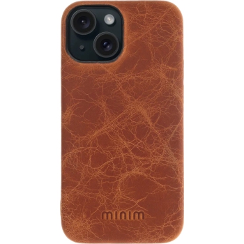 iPhone 15 100% Leer hoesje | Lederen Backcover | Minimalistisch | Cognac