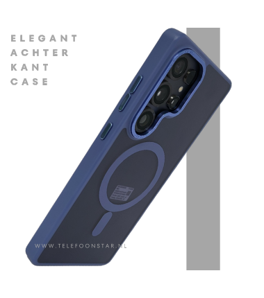 MagSafe Hoesje Transparant met Blauwe Randen Magnetisch Samsung Galaxy S25 Ultra