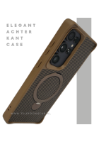 Samsung Galaxy S25 Ultra MagSafe Hoesje Brons Carbon Look Magnetisch Schokbestendig