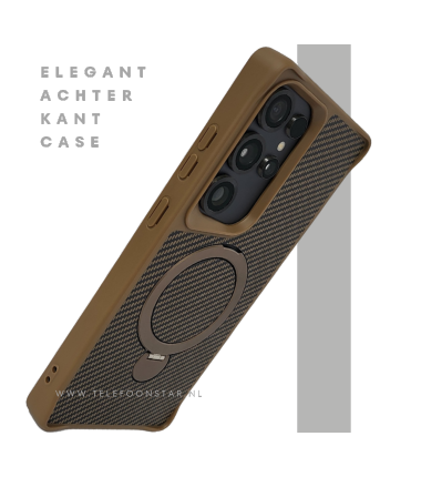 Samsung Galaxy S25 Ultra MagSafe Hoesje Brons Carbon Look Magnetisch Schokbestendig