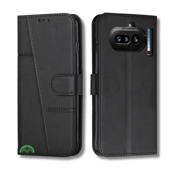 Nothing Phone 4a Zwart Wallet Hoesje met Standaardfunctie 360 graden volledige bescherming