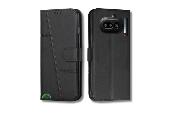 Nothing Phone 4a Zwart Wallet Hoesje met Standaardfunctie 360 graden volledige bescherming