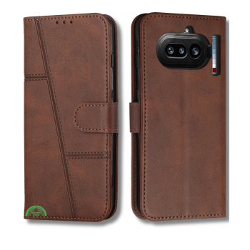 Nothing Phone 4a Bruin Wallet Hoesje met Standaardfunctie 360 graden volledige bescherming