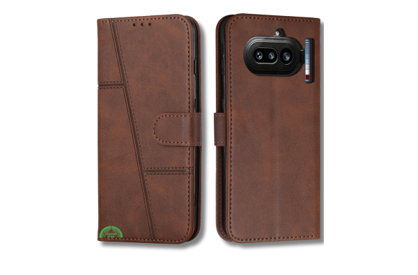 Nothing Phone 4a Bruin Wallet Hoesje met Standaardfunctie 360 graden volledige bescherming