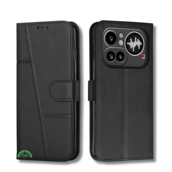 Nothing Phone 4a Pro Zwart Wallet Hoesje met Standaardfunctie 360 graden volledige bescherming