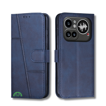 Nothing Phone 4a Pro Blauwe Bookcase Hoesje met Standaardfunctie 360 graden Dagelijks, zakelijk en priv&eacute;