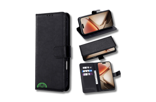 Hoesje voor OnePlus 15R Zwart Bookcase Kunstleer met Pasjeshouder