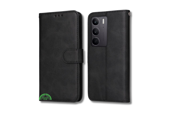 Hoesje voor Oppo A5 5G Zwart Bookcase Premium kunstleer volledig