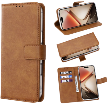 OPPO A6 A-Quality Bookcase Hoesje met Pasjeshouder Bruin